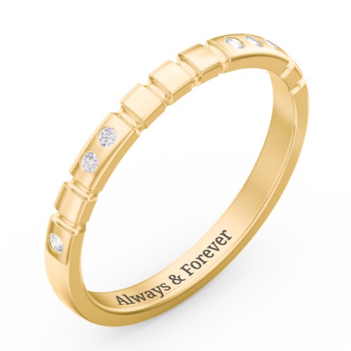 "Love" Morse Code Ring with Accents – 10K Yellow Gold with White Premium Zirconia