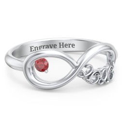 2020 Infinity Ring with Birthstone in 925 Sterling Silver