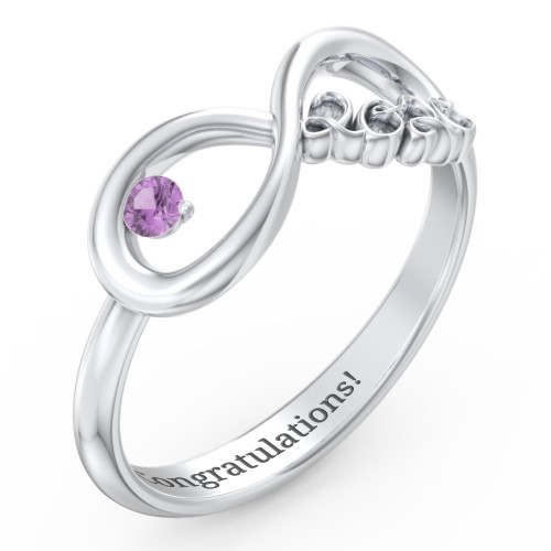2020 Infinity Ring with Birthstone – Sterling Silver with Amethyst