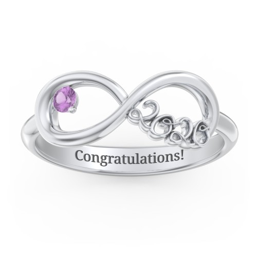 2020 Infinity Ring with Birthstone – Sterling Silver with Amethyst