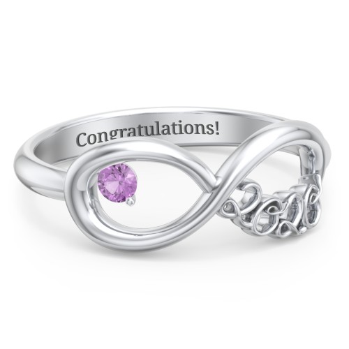 2020 Infinity Ring with Birthstone – Sterling Silver with Amethyst