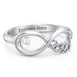 2020 Infinity Ring with Birthstone in 925 Sterling Silver with Cubic Zirconia