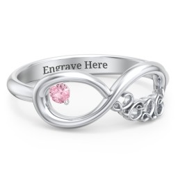 2020 Infinity Ring with Birthstone in 925 Sterling Silver with Pink Tourmaline