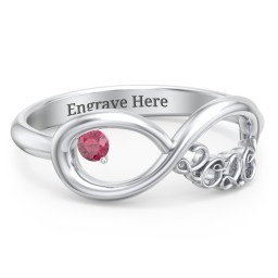 2020 Infinity Ring with Birthstone in 925 Sterling Silver with Ruby