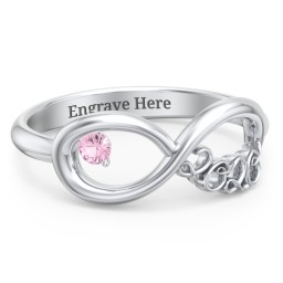 2020 Infinity Ring with Birthstone in 925 Sterling Silver with Pink Tourmaline
