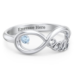 2020 Infinity Ring with Birthstone in 925 Sterling Silver with Blue Topaz