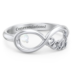 2020 Infinity Ring with Birthstone in 925 Sterling Silver with Opal
