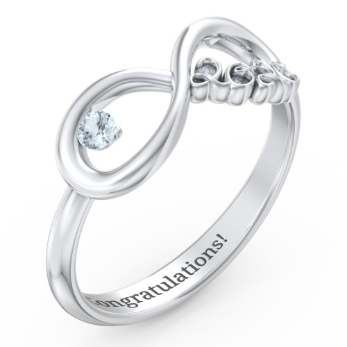 2020 Infinity Ring with Birthstone – Sterling Silver with Aquamarine