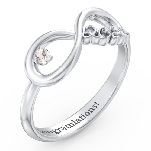 2020 Infinity Ring with Birthstone – Sterling Silver with Cubic Zirconia
