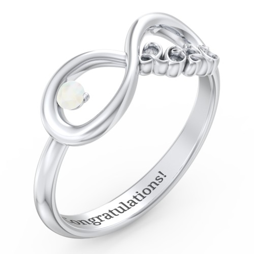 2020 Infinity Ring with Birthstone – Sterling Silver with Opal