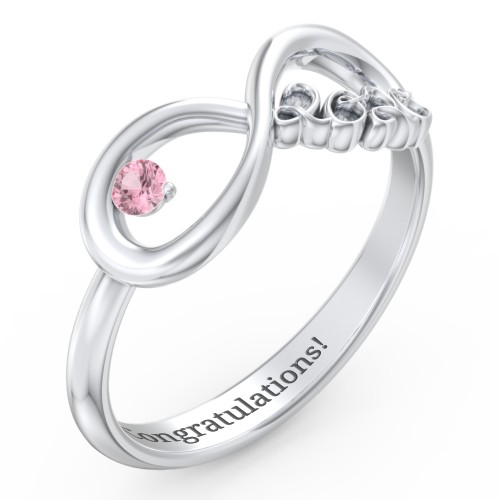 2020 Infinity Ring with Birthstone – Sterling Silver with Pink Tourmaline
