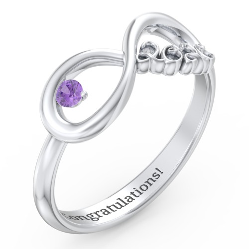 2020 Infinity Ring with Birthstone – Sterling Silver with Amethyst