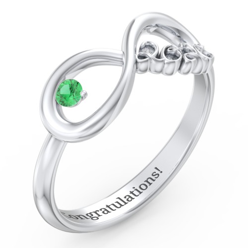 2020 Infinity Ring with Birthstone – Sterling Silver with Emerald
