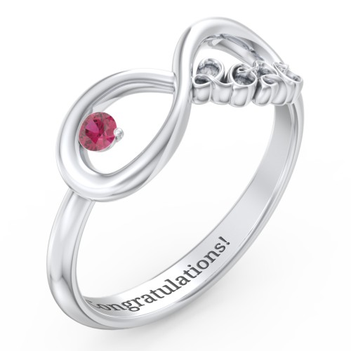 2020 Infinity Ring with Birthstone – Sterling Silver with Ruby