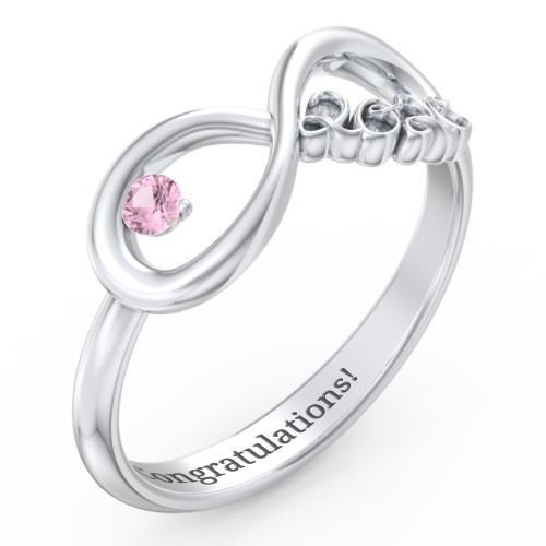 2020 Infinity Ring with Birthstone – Sterling Silver with Pink Tourmaline