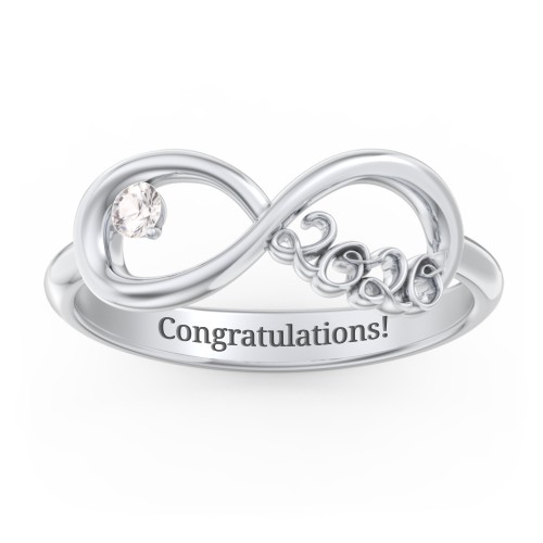 2020 Infinity Ring with Birthstone – Sterling Silver with Cubic Zirconia