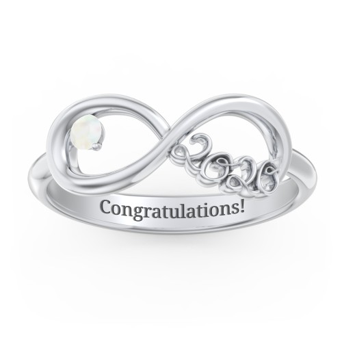 2020 Infinity Ring with Birthstone – Sterling Silver with Opal