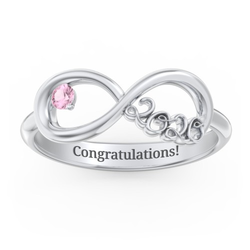 2020 Infinity Ring with Birthstone – Sterling Silver with Pink Tourmaline