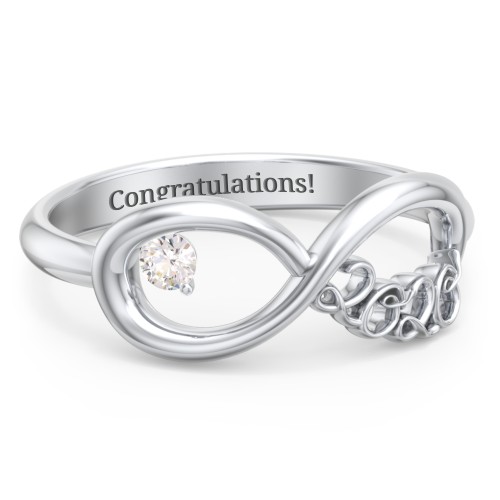 2020 Infinity Ring with Birthstone – Sterling Silver with Cubic Zirconia