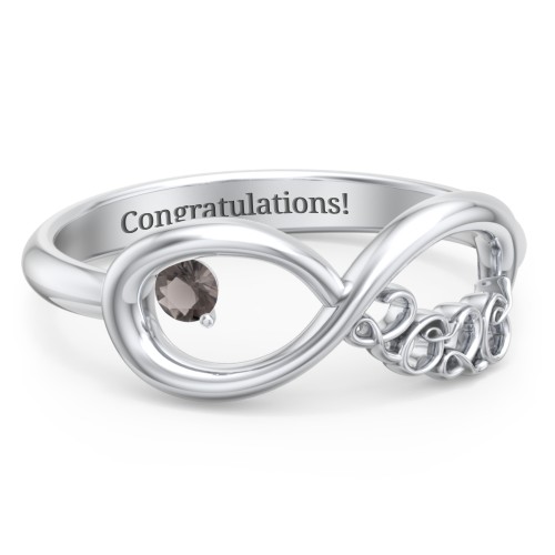 2020 Infinity Ring with Birthstone – Sterling Silver with Smokey Quartz