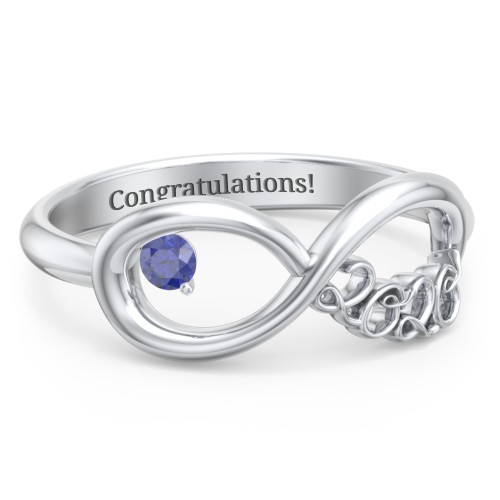 2020 Infinity Ring with Birthstone – Sterling Silver with Blue Sapphire