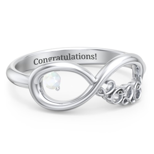 2020 Infinity Ring with Birthstone – Sterling Silver with Opal