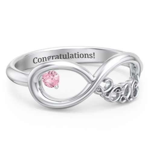 2020 Infinity Ring with Birthstone – Sterling Silver with Pink Tourmaline