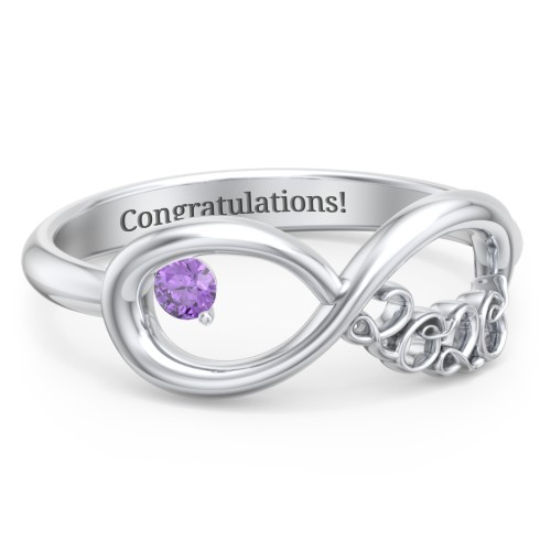 2020 Infinity Ring with Birthstone – Sterling Silver with Amethyst