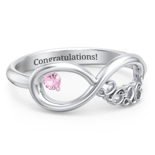 2020 Infinity Ring with Birthstone – Sterling Silver with Pink Tourmaline