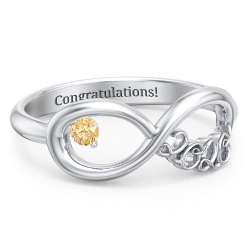 2020 Infinity Ring with Birthstone – Sterling Silver with Citrine
