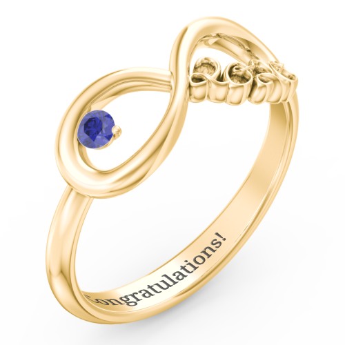 2020 Infinity Ring with Birthstone – 10K Yellow Gold with Blue Sapphire