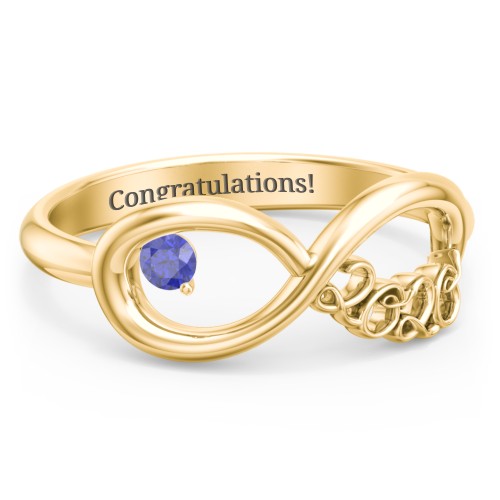 2020 Infinity Ring with Birthstone – 10K Yellow Gold with Blue Sapphire