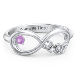2021 Infinity Ring with Birthstone in 925 Sterling Silver with Amethyst