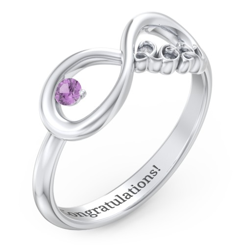 2021 Infinity Ring with Birthstone – Sterling Silver with Amethyst