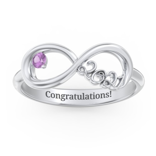 2021 Infinity Ring with Birthstone – Sterling Silver with Amethyst