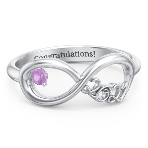2021 Infinity Ring with Birthstone – Sterling Silver with Amethyst