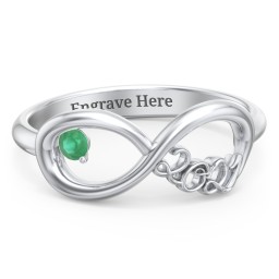 2021 Infinity Ring with Birthstone in 925 Sterling Silver with Emerald