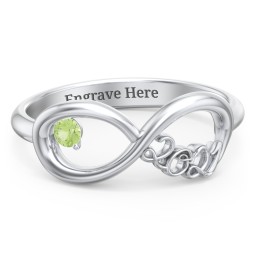 2021 Infinity Ring with Birthstone in 925 Sterling Silver with Peridot