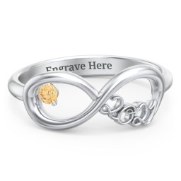 2021 Infinity Ring with Birthstone in 925 Sterling Silver with Citrine