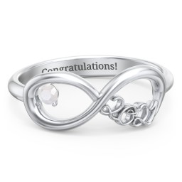 2021 Infinity Ring with Birthstone in 925 Sterling Silver with Opal