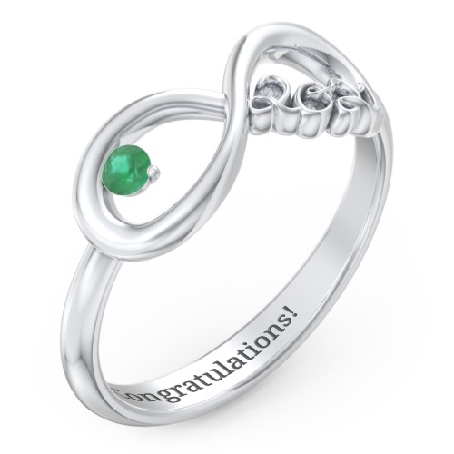 2021 Infinity Ring with Birthstone – Sterling Silver with Emerald