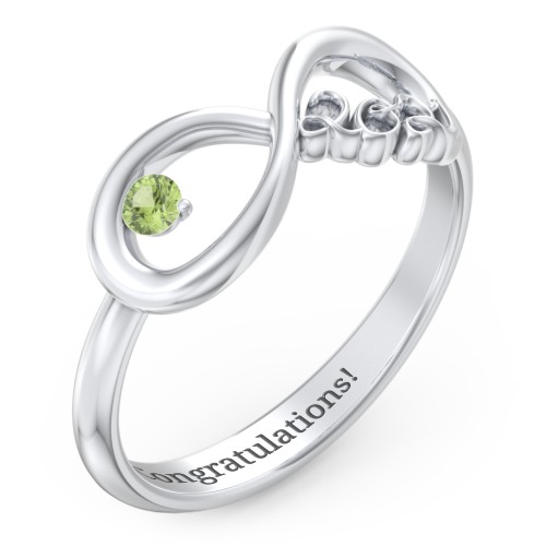 2021 Infinity Ring with Birthstone – Sterling Silver with Peridot