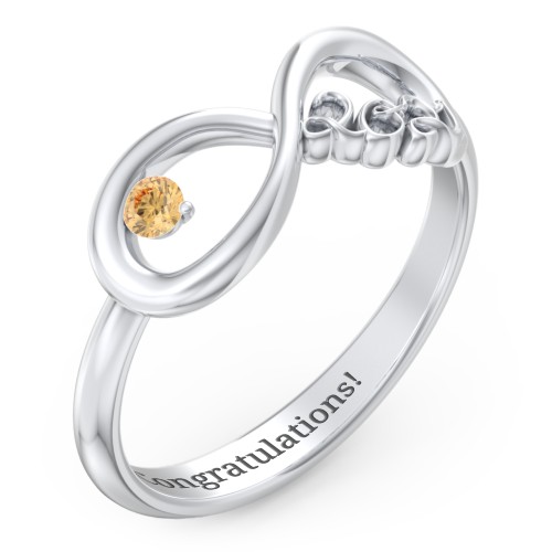 2021 Infinity Ring with Birthstone – Sterling Silver with Citrine