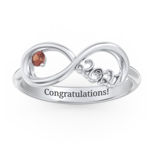 2021 Infinity Ring with Birthstone – Sterling Silver with Garnet