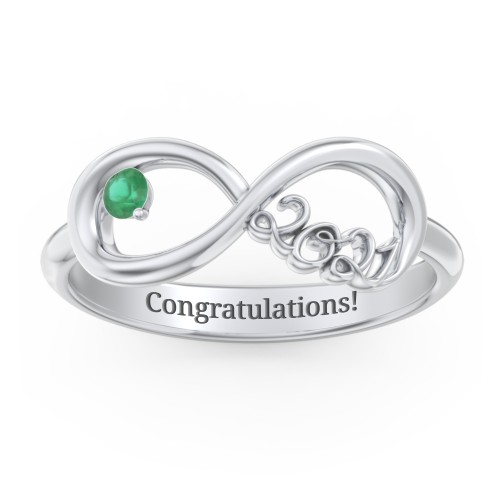 2021 Infinity Ring with Birthstone – Sterling Silver with Emerald