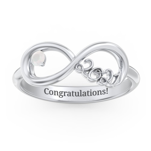 2021 Infinity Ring with Birthstone – Sterling Silver with Opal