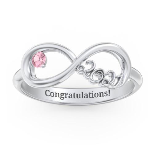 2021 Infinity Ring with Birthstone – Sterling Silver with Pink Tourmaline