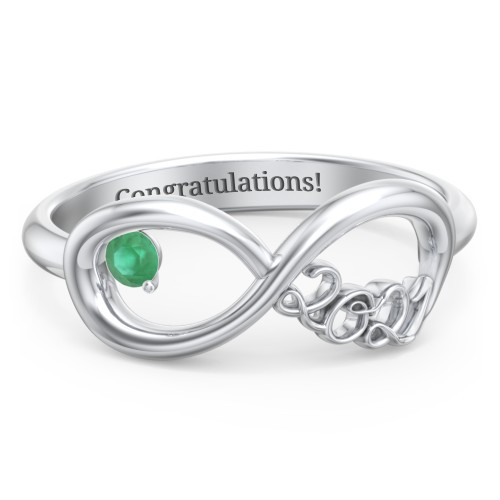 2021 Infinity Ring with Birthstone – Sterling Silver with Emerald