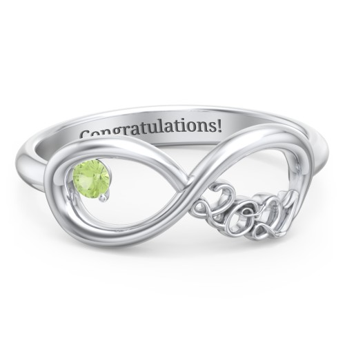 2021 Infinity Ring with Birthstone – Sterling Silver with Peridot