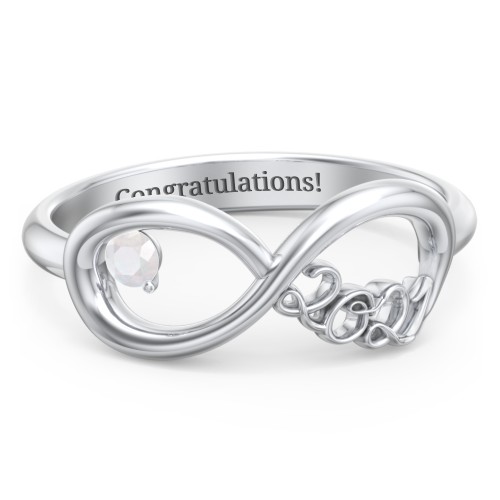 2021 Infinity Ring with Birthstone – Sterling Silver with Opal